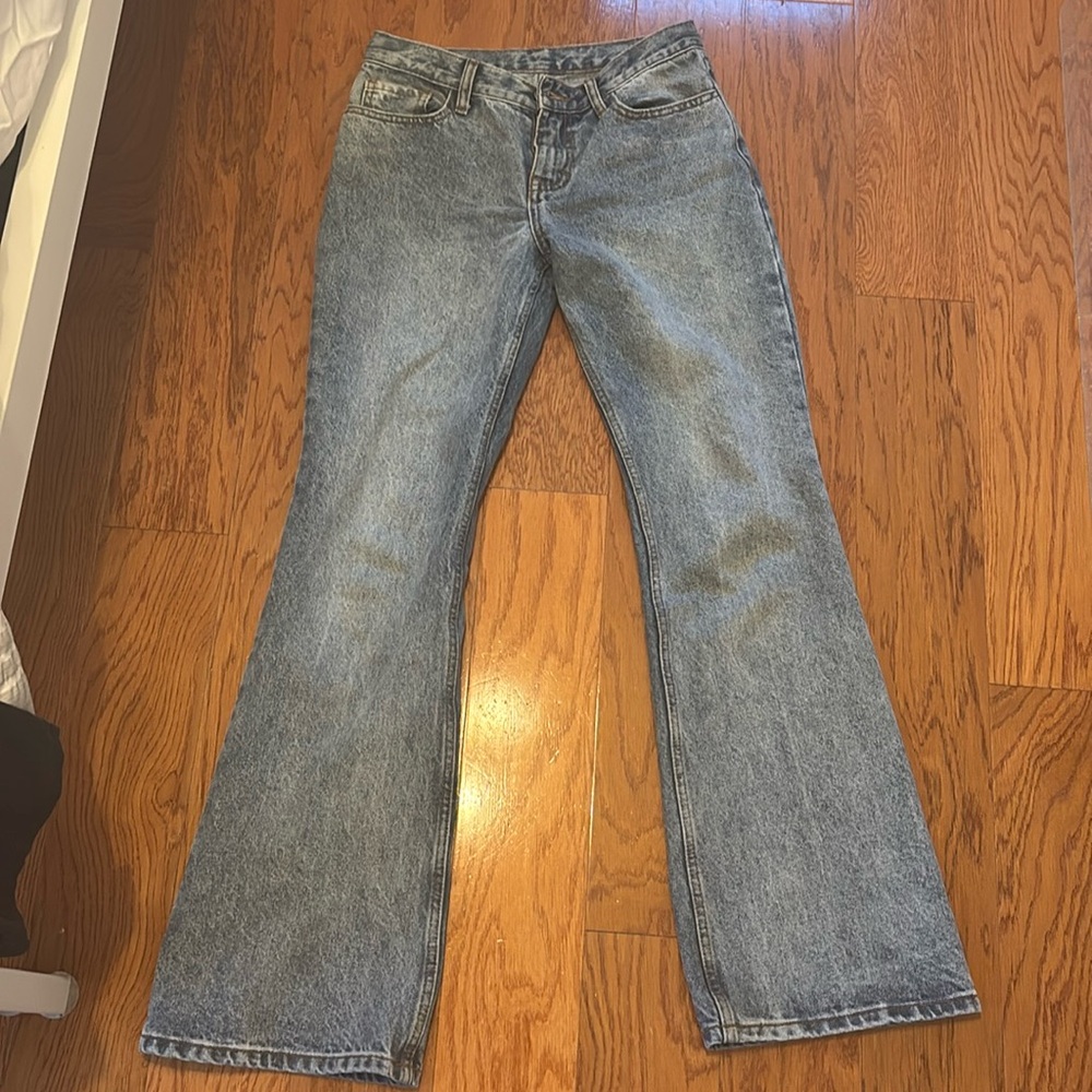 Brandy Melville Low Rise Jeans Bell Bottom Light Blue Wash